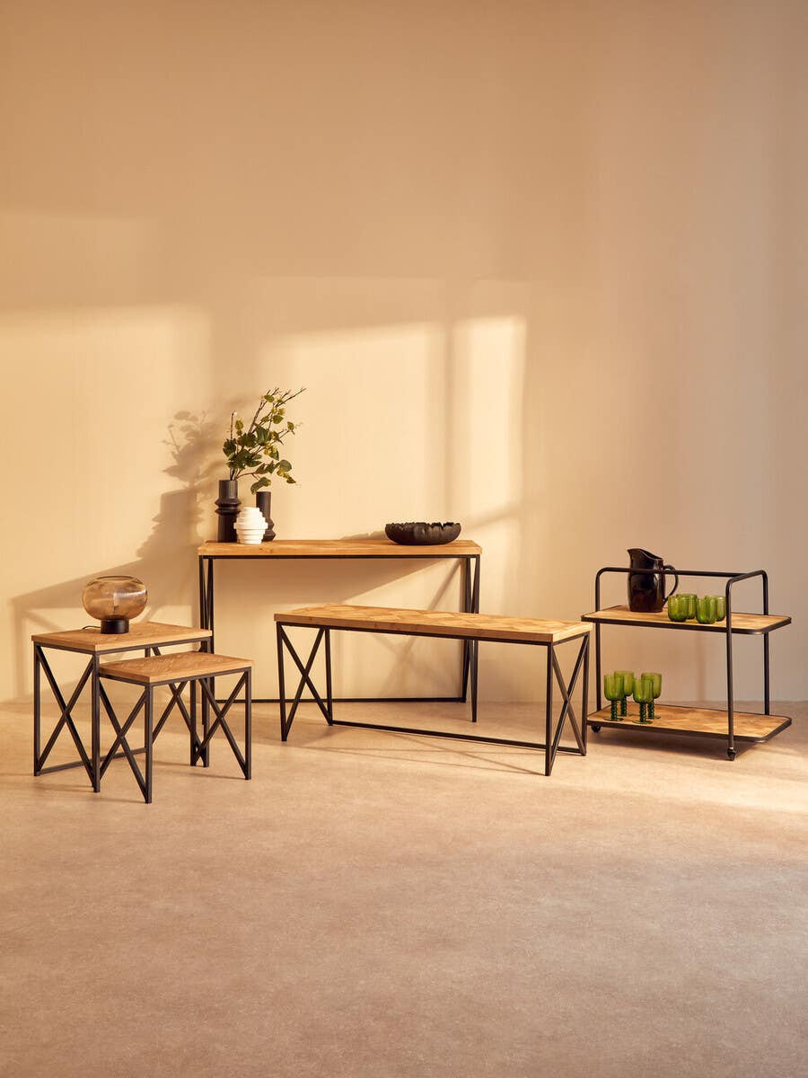 Ashford Parquet Fir Wood Trolley