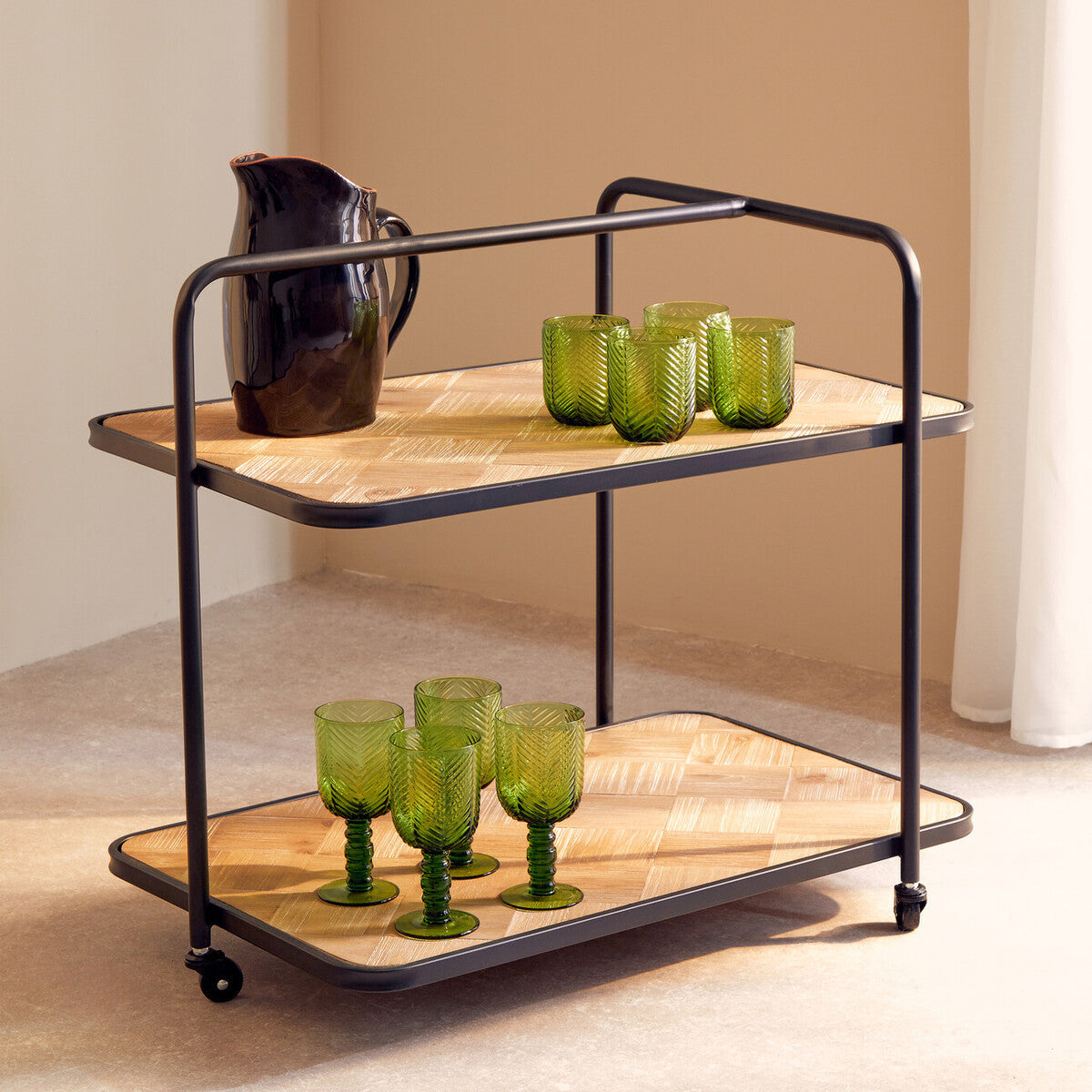 Ashford Parquet Fir Wood Trolley