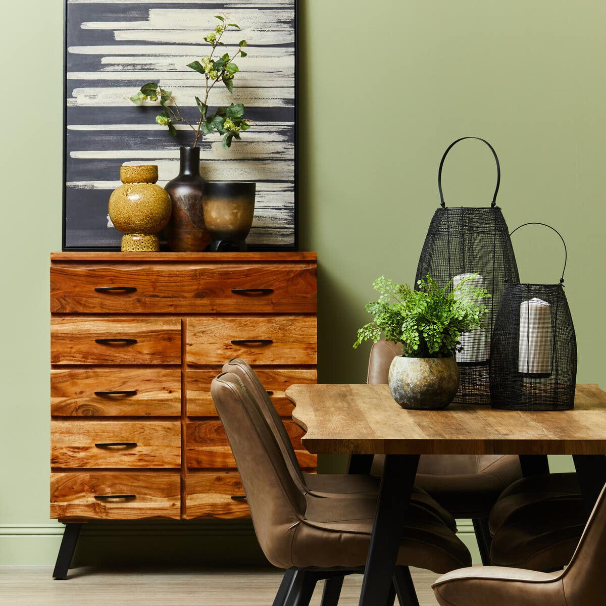 Eden Black and Natural Canvas Wall Art