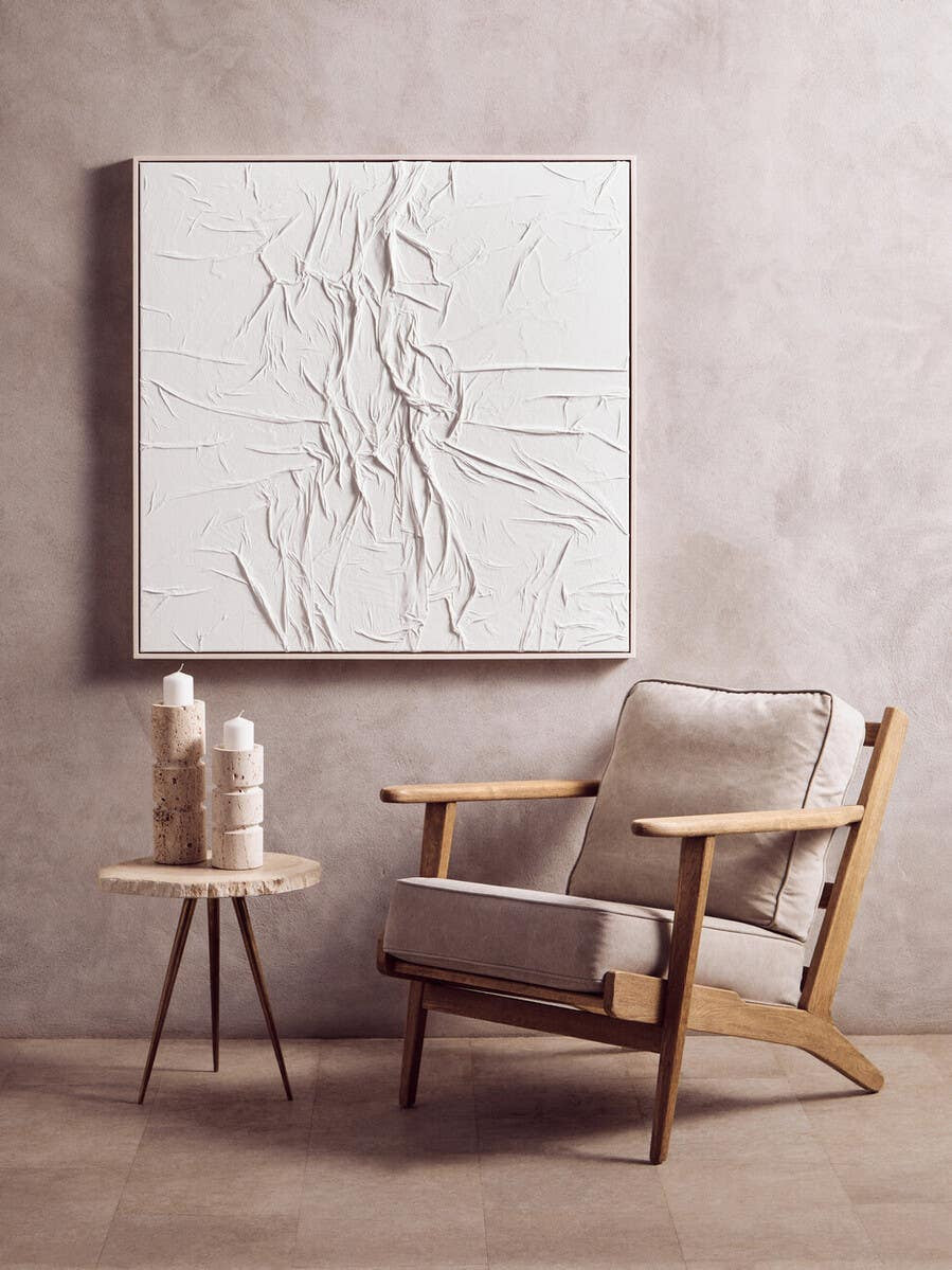 Eden White Hand Painted Sculptural Fabric Wall Art