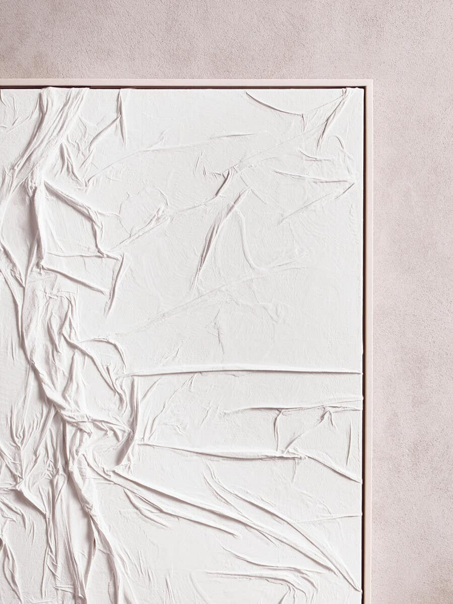 Eden White Hand Painted Sculptural Fabric Wall Art