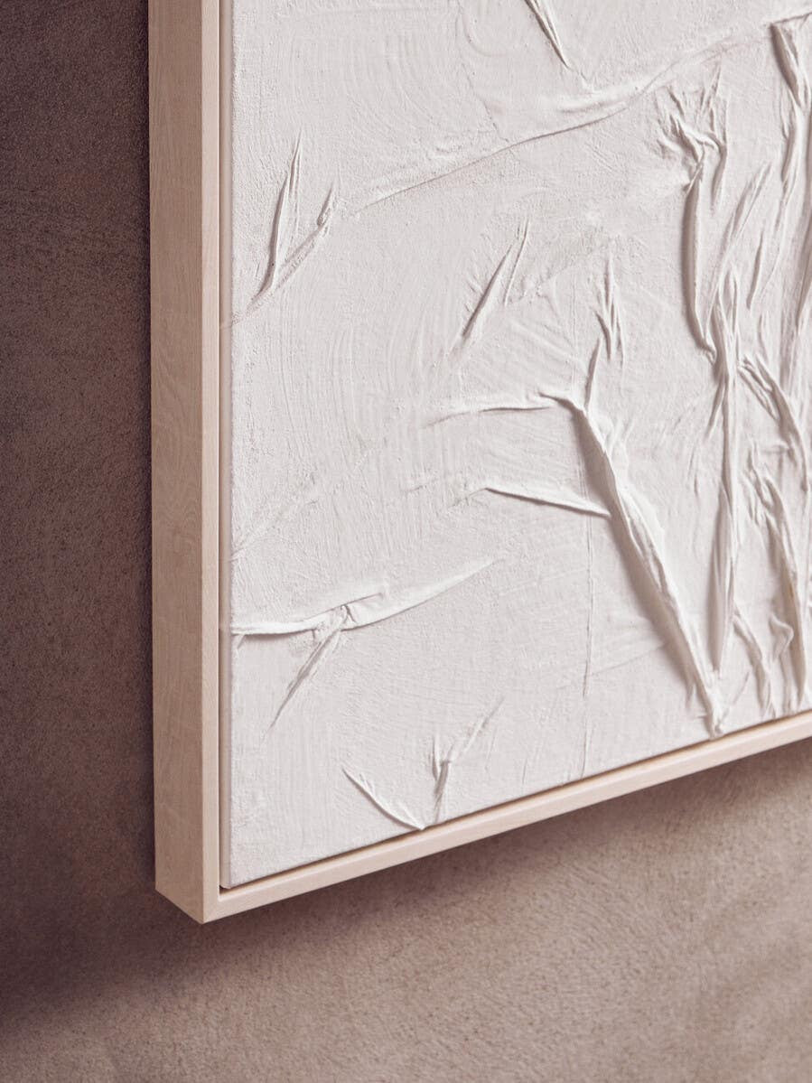 Eden White Hand Painted Sculptural Fabric Wall Art