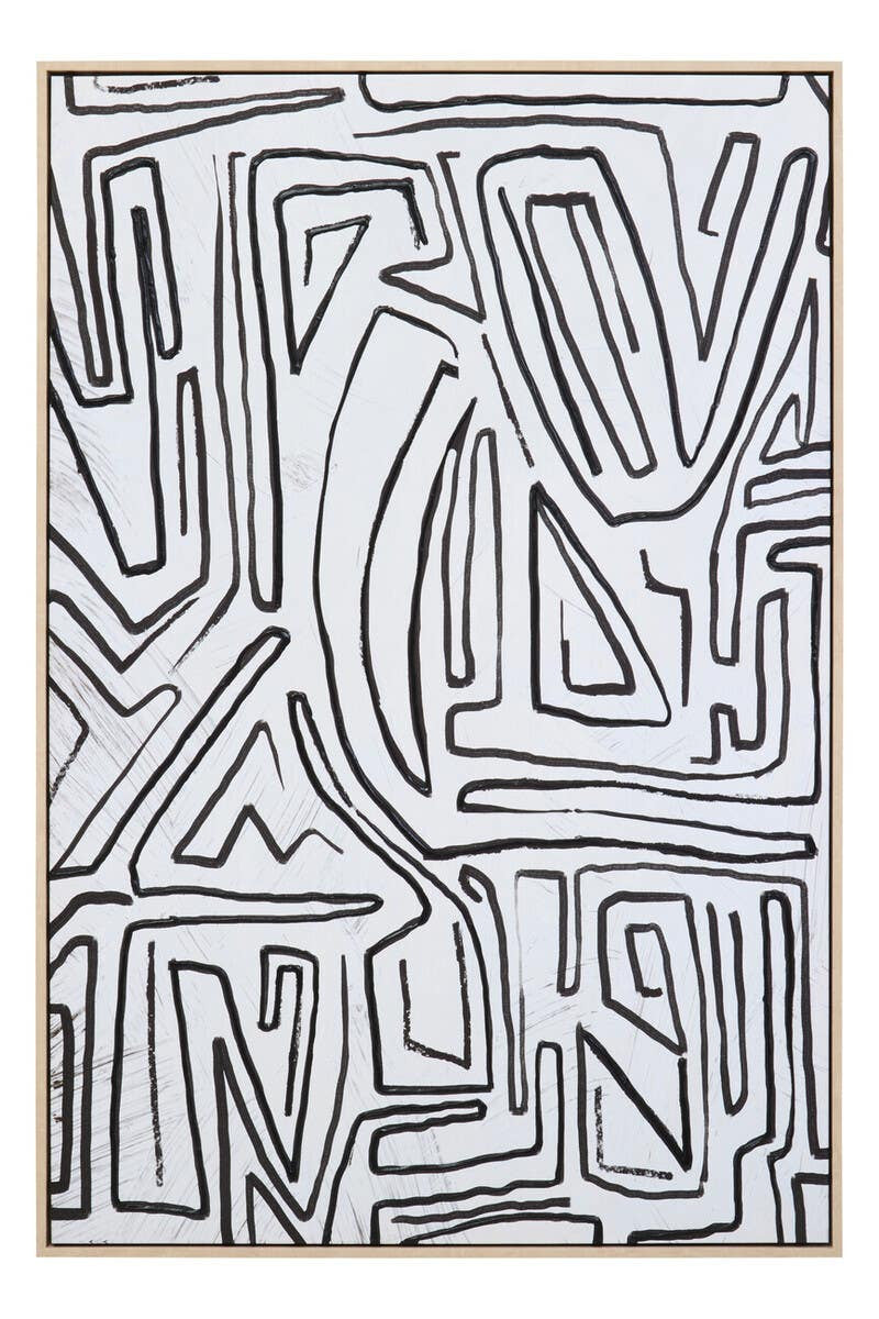 Eden Abstract Black and Cream Textured Wall Art